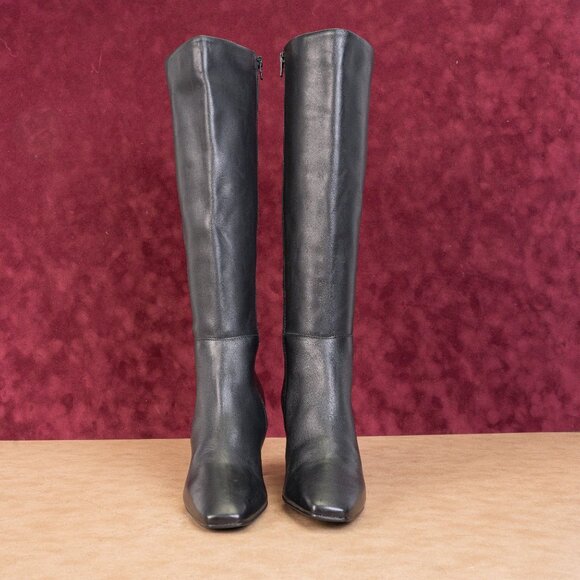 Dune London Women Saviour Black Leather Dress Heel Knee Boots sz 8US EUR39 - Picture 4 of 10